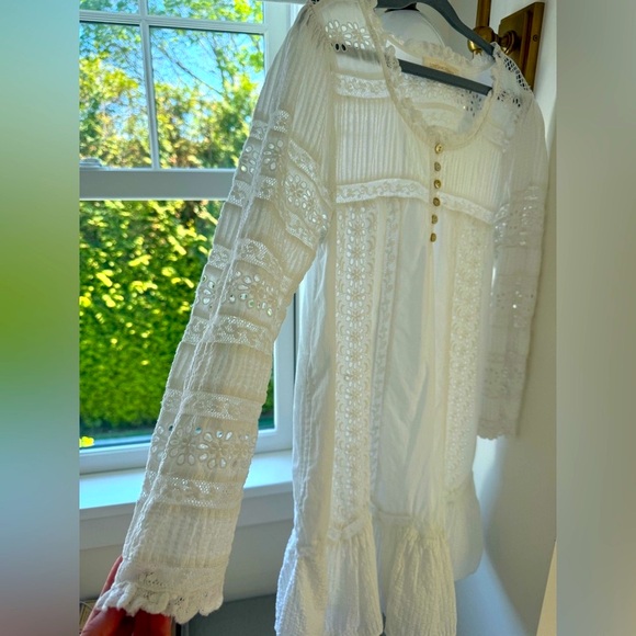 LoveShackFancy Summer White Lace Mini Dress XS worn once EXCELLENT CONDITION - Picture 6 of 11